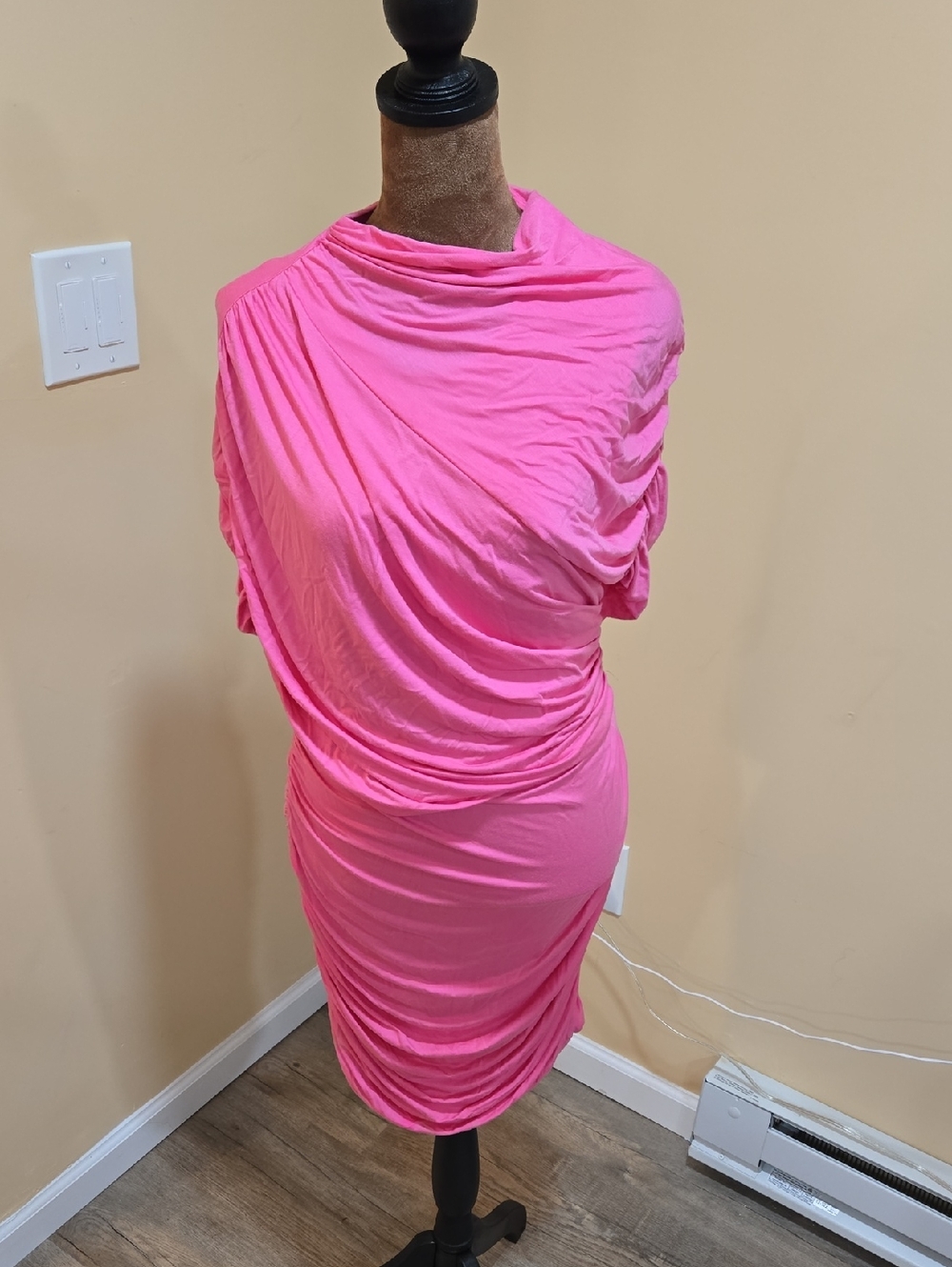 Amanda Uprichard Hot Pink Draped Midi Dress
